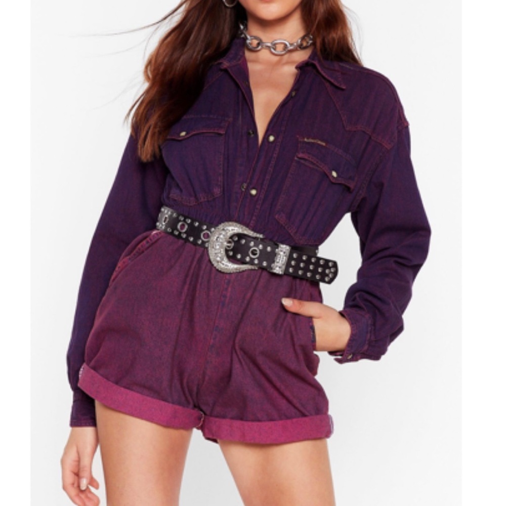 Vintage Purple Wash Denim Romper
